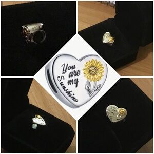 S925 "You Are My Sunshine" Sunflower Heart Bead Charm - Pandora Style
